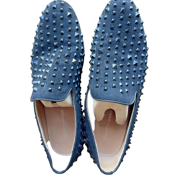 Men's Saks Fifth Avenue Studded Loafer statement Shoes Black SANTINO US 10.5 M - Picture 1 of 12